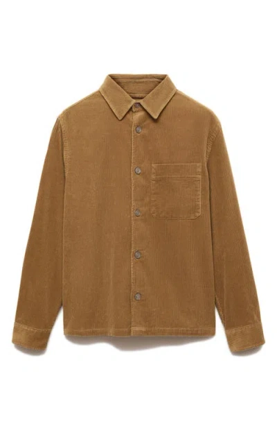 Mango Men's Suede Effect Overshirt In Medium Brown