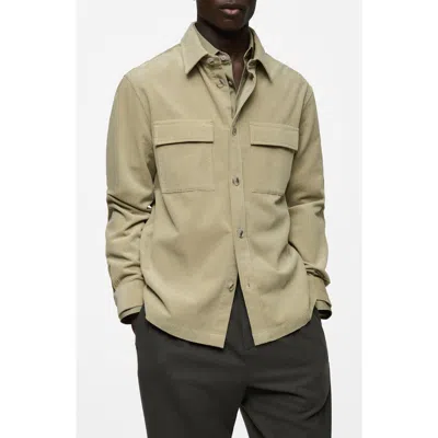 Mango Regular Fit Corduroy Overshirt In Pastel Green