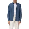 Mango Regular Fit Cotton & Linen Denim Button-down Shirt In Blue