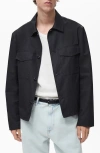Mango Regular Fit Cotton Blend Button-up Overshirt In Black