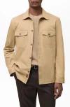 Mango Regular Fit Cotton Blend Button-up Overshirt In Medium Brown