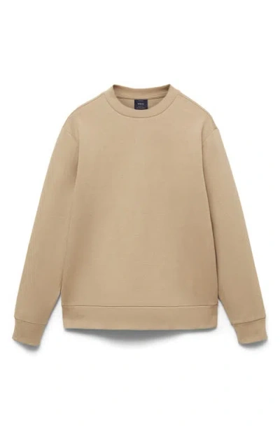 Mango Regular Fit Cotton Blend Crewneck Sweatshirt In Medium Brown