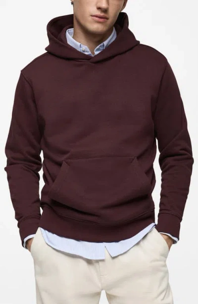 Mango Regular Fit Cotton Blend Hoodie In Burgundy