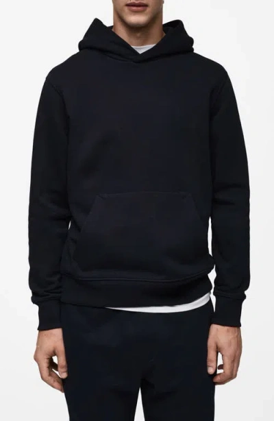 Mango Regular Fit Cotton Blend Hoodie In Dark Navy
