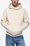 Mango Regular Fit Cotton Blend Hoodie In Ecru