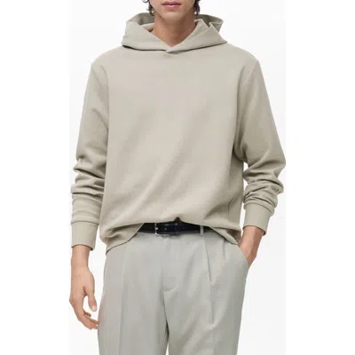 Mango Regular Fit Cotton Blend Hoodie In Ice Grey