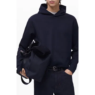 Mango Regular Fit Cotton Blend Hoodie In Navy