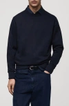 Mango Regular Fit Cotton Blend Sweatshirt In Night Blue