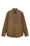 Mango Regular Fit Cotton Button-up Shirt In Brown