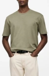 Mango Regular Fit Cotton Crewneck T-shirt In Medium Green