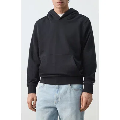 Mango Regular Fit Cotton Fleece Hoodie In Blue