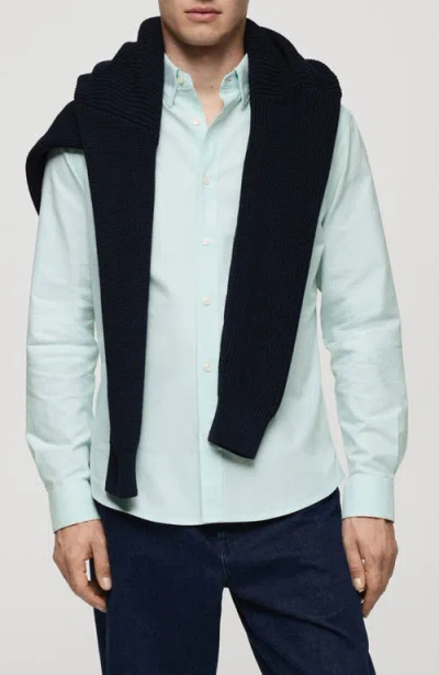 Mango Regular Fit Cotton Oxford Button-up Shirt In Pastel Green