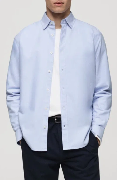 Mango Regular Fit Cotton Oxford Button-up Shirt In Sky Blue