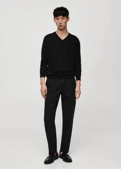 Mango Trouseralon Coton Regular-fit In Noir