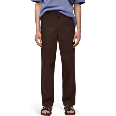 Mango Regular Fit Cotton Pants In Brown