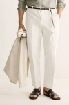 Mango Regular Fit Cotton Pants In White
