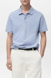 Mango Regular Fit Cotton Pique Knit Polo In Blue