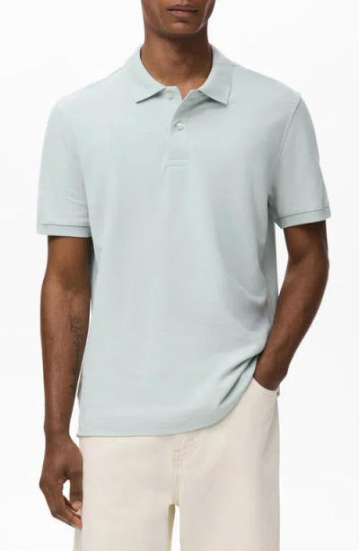 Mango Regular Fit Cotton Piqué Polo In Blue
