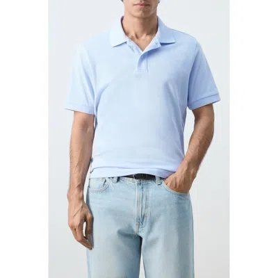 Mango Regular Fit Cotton Piqué Polo In Blue