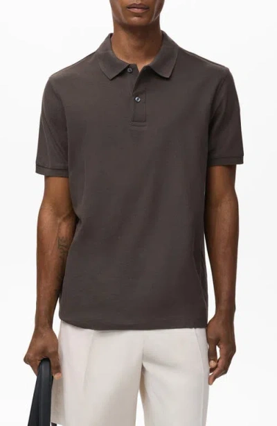 Mango Regular Fit Cotton Piqué Polo In Brown
