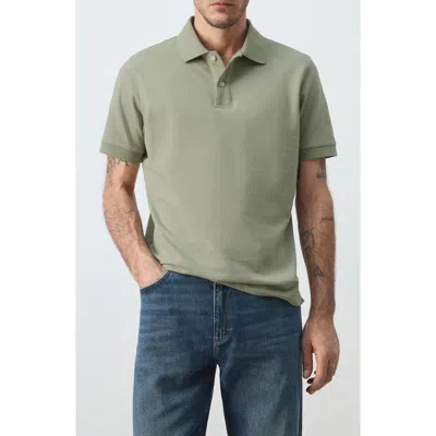 Mango Regular Fit Cotton Piqué Polo In Green