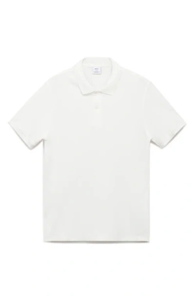 Mango Regular Fit Cotton Piqué Polo In White