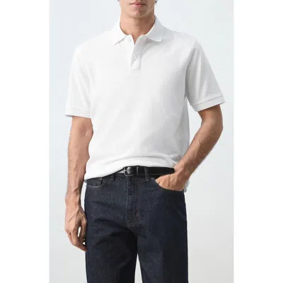 Mango Regular Fit Cotton Piqué Polo In White