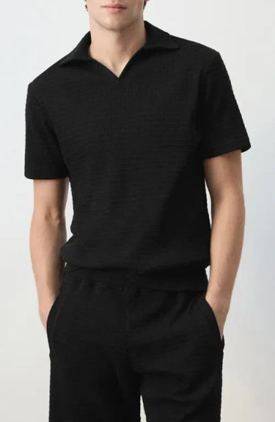 Mango Regular Fit Cotton Polo Shirt In Black