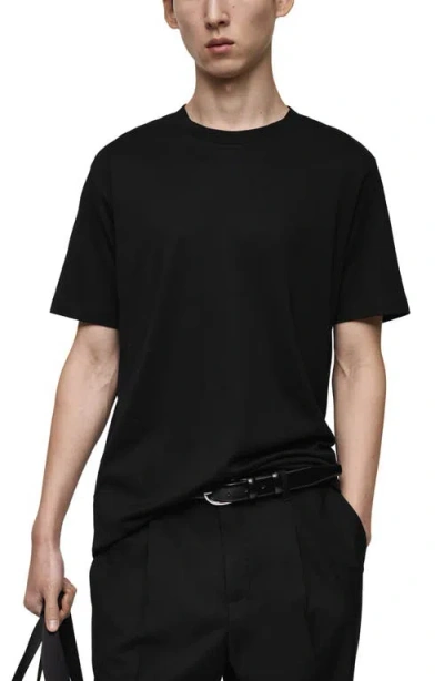 Mango Regular Fit Cotton T-shirt In Black