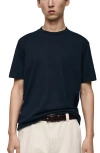 Mango Regular Fit Cotton T-shirt In Navy
