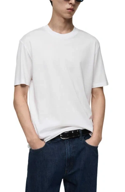 Mango Regular Fit Cotton T-shirt In White