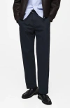 Mango Regular Fit Cotton Trousers In Dark Navy