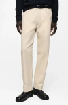 Mango Regular Fit Cotton Trousers In Ecru