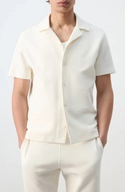 Mango Regular Fit Cotton Waffle Camp Shirt In Multi