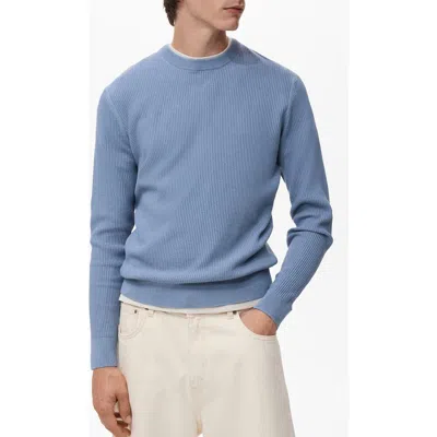 Mango Regular Fit Crewneck Rib Sweater In China Blue
