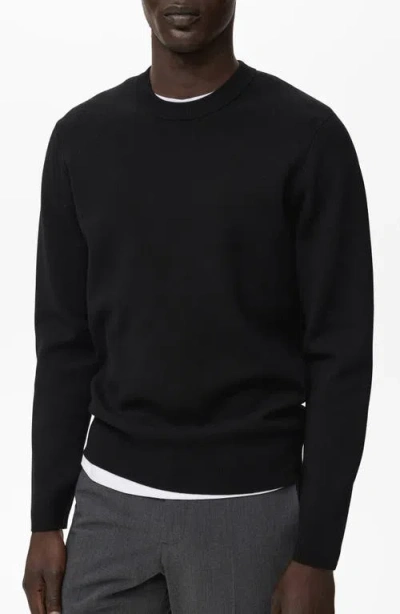 Mango Regular Fit Crewneck Sweater In Black