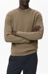 Mango Regular Fit Crewneck Sweater In Brown