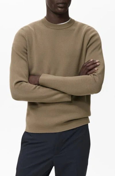 Mango Regular Fit Crewneck Sweater In Brown