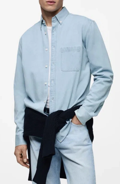 Mango Regular Fit Denim Button-up Shirt In Light Blue