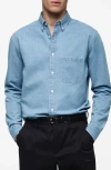 Mango Regular Fit Denim Button-up Shirt In Medium Blue
