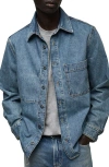 Mango Regular Fit Cotton Denim Button-up Overshirt In Blue