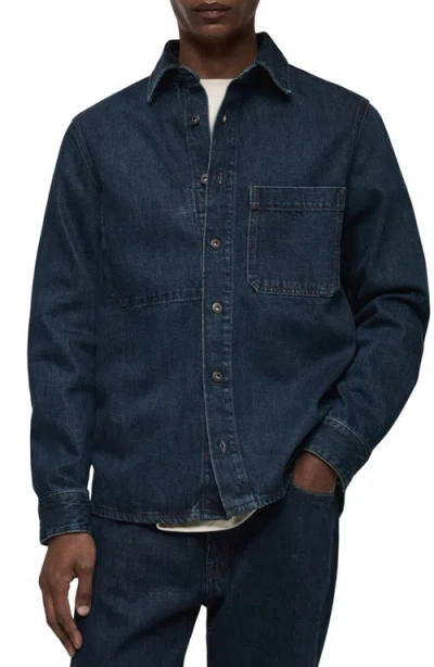Mango Regular Fit Denim Overshirt In Blue