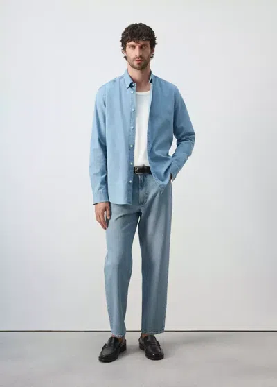 Mango Regular Fit Denim Shirt In Blue