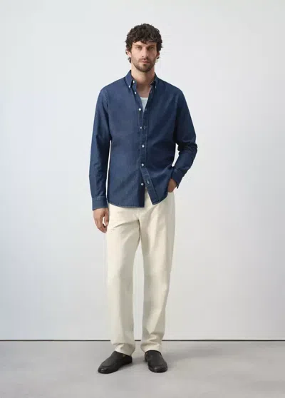 Mango Regular Fit Denim Shirt In Blue