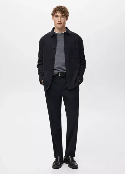 Mango Regular Fit Flannel Overshirt In Blue