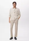 Mango Regular Fit Flannel Overshirt In Sand