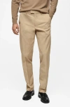 Mango Regular Fit Flat Front Twill Chinos In Beige