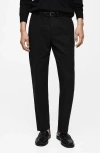 Mango Regular Fit Flat Front Twill Chinos In Black