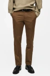 Mango Regular Fit Flat Front Twill Chinos In Brown