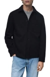 Mango Regular Fit Fleece Overshirt In Dark Navy